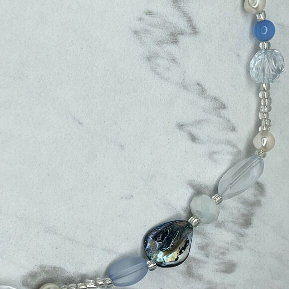 Chicos Silver Tone Blue Beaded Faux Suede Braided Long Necklace ✨ - Picture 2 of 12